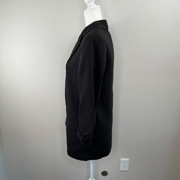 Truth Black Open Front Notch Lapel Ruched Sleeve Blazer NWT Medium - Picture 8 of 13